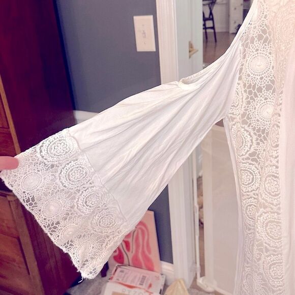 Solitaire Swim Cold Shoulder Lace Cover up Tunic Dress - Picture 4 of 11